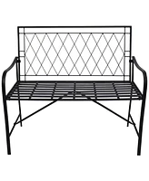 Sunnydaze Decor 2-Person Outdoor Garden Bench - Argyle Diamond Iron Patio Bench - Black - 42.25" W