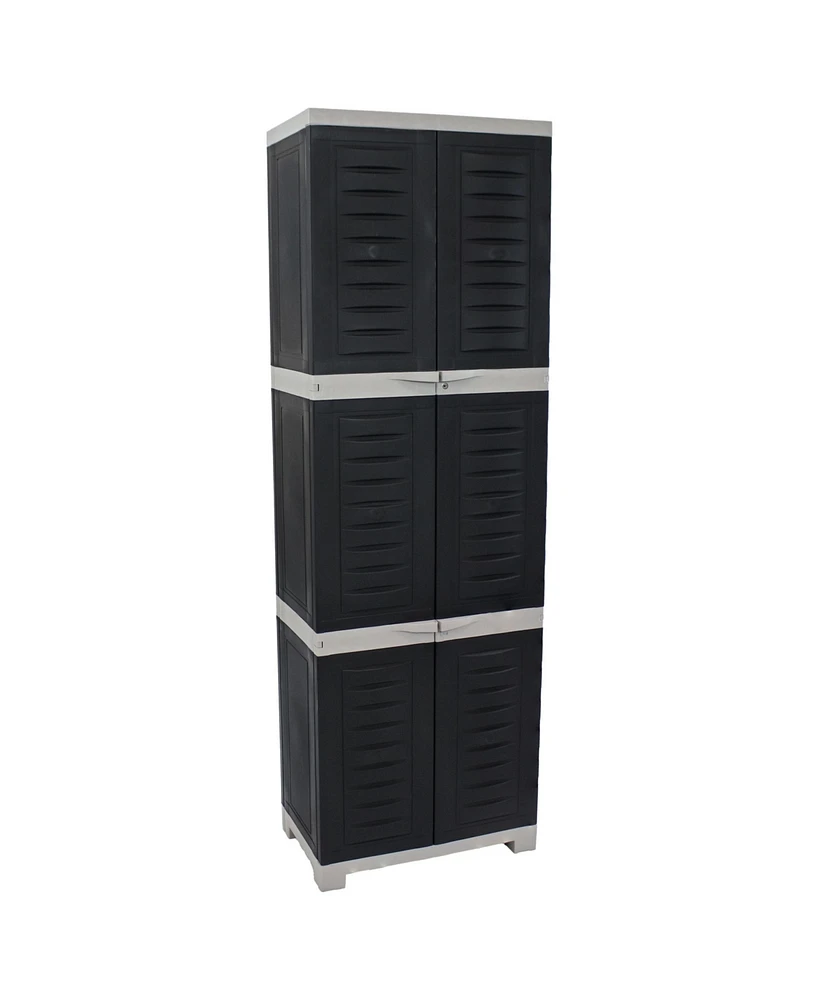 Sunnydaze Decor Plastic Lockable Storage Cabinet - Versatile Storage Cabinet with 4 Adjustable Shelves - Gray - 72" H