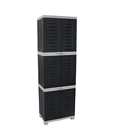 Sunnydaze Decor Plastic Lockable Storage Cabinet - Versatile Storage Cabinet with 4 Adjustable Shelves - Gray - 72" H