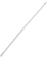 Grown With Love Cultured Freshwater Pearl (8mm)& Lab Diamond (2 ct. t.w.) Tennis Bracelet 14k White Gold