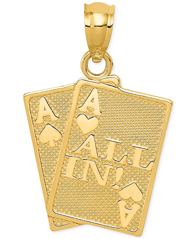 14k Gold Charm, Ace of Hearts and Spades All In Charm