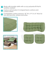 300D Olefin Tufted 3-Piece Outdoor Settee Cushion Set with Polyester Fill - Gray