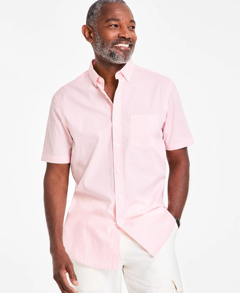 Club Room Men's Luna Regular-Fit Stretch Geo-Print Button-Down Poplin Shirt, Exclusively at Macy's