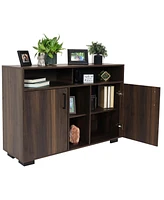 Sunnydaze Decor Anthony 48.5-Inch W Sideboard Buffet Cabinet with Shelves - Coffee Brown