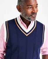 Club Room Men's Regular-Fit Colorblocked Mini Cable-Knit Sweater Vest, Exclusively at Macy's