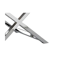 Slickblue Padded Seat Stool with White Faux Leather and Crossed Chrome Legs for Modern Chic Decor