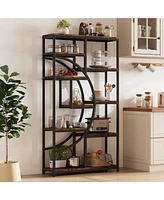 gaomon Retro Open Bookshelf, Tall Storage Rack with 9 Tiers