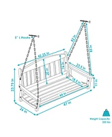 47-Inch 2-Person Meranti Wood Porch Swing with Hanging Chains