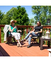 High-Back Swivel Patio Chairs - Sling Outdoor Dining Chairs Set of 2 - For Patio or Deck - Brown