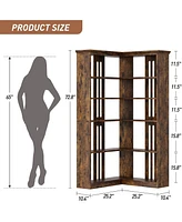 gaomon Farmhouse Bookshelf Corner Bookcase 72.8” Large Bookcase