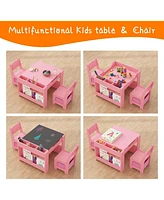 gaomon Kids Table and Chair Set,4-in-1 Wooden Activity Table