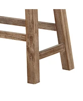 Slickblue Wooden Frame Saddle Seat Counter Stool with Angled Legs for Modern Rustic Decor