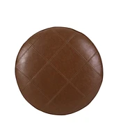 The Pop Home Brown Faux Leather Ottoman, Footrest & Side Table for Living Room and Bedroom-The Pop Home