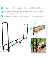 8-Foot Firewood Log Rack - Indoor/Outdoor Black Powder-Coated Steel Storage Accessory