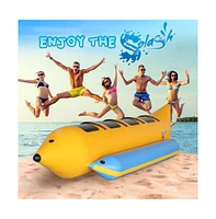 SereneLife 4-Person Inflatable Banana Boat, With Foot Pump & Repair Kit