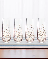 Jay Imports Confetti Gold Stemless Flutes, Set of 4