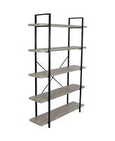 Sunnydaze Decor 5-Tier Industrial Style Bookshelf with Open Shelves and Veneer Finish - Oak Gray