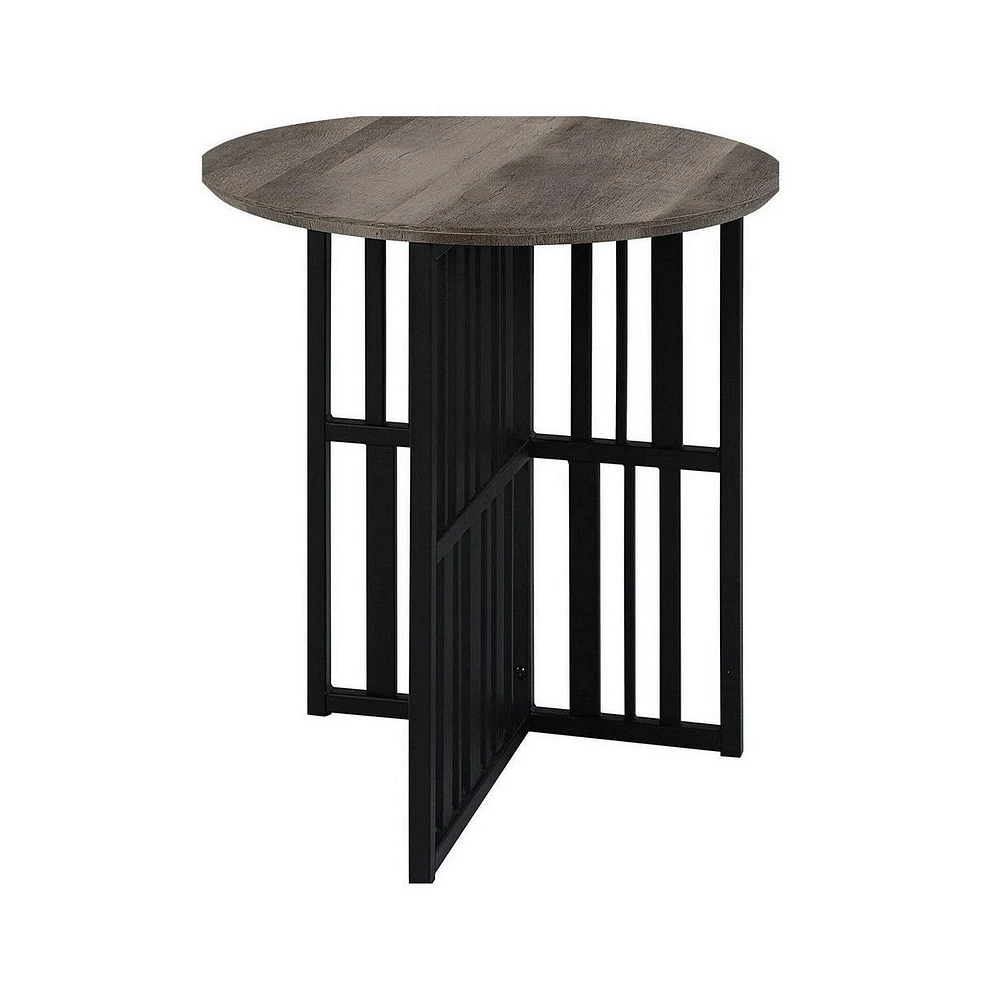 Slickblue Round Top End Table with Metal Base Stylish and Durable Accent for Living Room or Bedroom