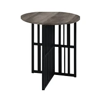 Slickblue Round Top End Table with Metal Base Stylish and Durable Accent for Living Room or Bedroom