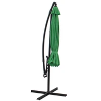 Outdoor Cantilever Offset Patio Umbrella - Outside Waterproof Polyester Shade Steel Pole Air Vent, Cross Base and Crank Deck, Backyard Pool
