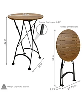 28" Round European Chestnut Wood Bar Height Folding Table - For Indoor or Outdoor Use