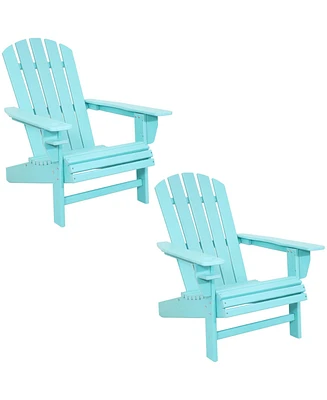 Sunnydaze Decor All-Weather Outdoor Adirondack Chair with Drink Holder - Heavy Duty Hdpe Weatherproof Patio