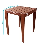 Sunnydaze Decor Meranti Wood with Mahogany Teak Oil Finish Patio Table - 23.75-Inch Square Wood Patio Table