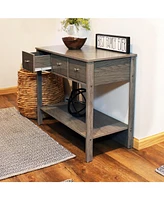 30-Inch H Hall Console Table with Drawers and Silver Knobs - Thunder Gray