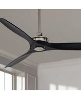 52" Windspun Modern Indoor Ceiling Fan 3 Blade Remote Control Brushed Nickel Finish Black Wood Blades Bedroom Living Room Kitchen Dining Room Office D