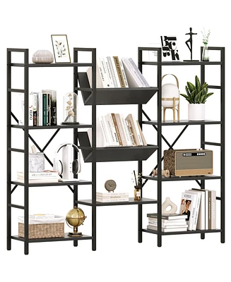 gaomon Industrial Bookcase and Short Bookshelf with Storage