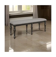 Slickblue Classic Wood Frame Bench with Cushioned Fabric Upholstery for Comfortable and Elegant Seating