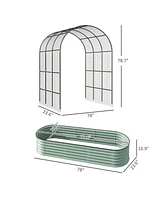 Outsunny Raised Garden Beds with Arch Trellis, Galvanized Planter Box