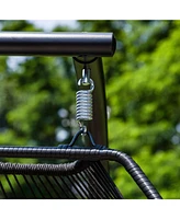 Andrei Double Hanging Egg Chair with Stand - 2-Person Outdoor Egg Chair - Includes Steel Stand and Cushion - Dark Gray