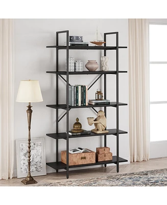 gaomon Large Book Shelf with 5 Open Bookshelves with Roman Column