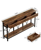 Tribesigns Console Table with Drawers, 70.9" Extra Long Entryway Table with Storage, Farmhouse Behind Couch Table Hallway Table Wood Accent Table for