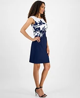 Connected Women's Scuba-Crepe Cap-Sleeve Sheath Dress