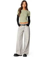 Edikted Womens Casey Low Rise Boyfriend Jeans