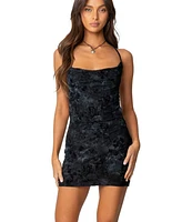 Edikted Women's Cowl Neck Velvet Mini Dress