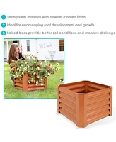 Sunnydaze Decor 22" Square Steel Raised Garden Bed Kit - Metal Planter for Plants, Flowers, Herbs, and Vegetables - Green