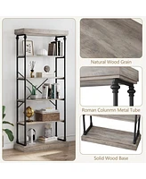 gaomon Bookshelf Industrial Bookcase Wooden Storage Open Rack Shelf with Metal Frame