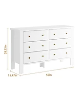 gaomon 6 Drawer Dresser for Bedroom, Wood Chest of Drawers with Metal Legs, Modern Storage Dresser Chest Cabinet Organizer