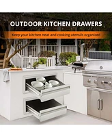 gaomon 30" W x 6.5" H x 23" D Outdoor Kitchen Drawers, Stainless Steel Outdoor Kitchen Drawers, 1-Layer Flush Mount Bbq Drawers for Bbq Island, Grill