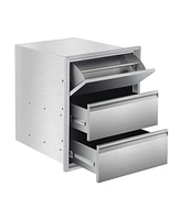 gaomon 16" W x 21" H x 23" D Outdoor Kitchen Drawers with Paper Towel Holder, Stainless Steel Outdoor Kitchen Drawers, 3-Layer Flush Mount Bbq Drawers