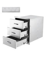 gaomon Outdoor Kitchen Drawers, Stainless Steel Flush Mount Triple Bbq Storage Drawers