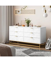 gaomon 6 Drawer Dresser for Bedroom, 53.5” Large Dresser with Metal Legs, Modern Dresser Chest Organizer with Wide Storage