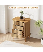 gaomon 4 Drawer Dressers, Chest of Drawers for Bedroom, Nightstand, Spacious Storage Boho Wicker Dresser with Matte Black Handles and Wood Legs for Li