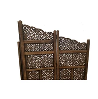 Slickblue Hand-Carved Foldable 4-Panel Wooden Partition Screen Room Divider for Elegant and Functional Space Separation