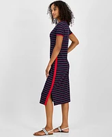 Tommy Hilfiger Women's Striped Short-Sleeve Midi Dress