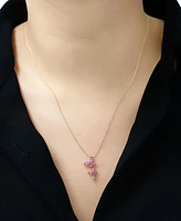 2-Pc. Pink Sapphire (1/2 ct. t.w.), Amethyst (7/8 ct. t.w.) & White Sapphire (1/20 ct. t.w.) Butterfly Earrings & Pendant Necklace Set in 14k Gold-Pla