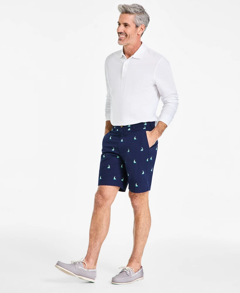 Club Room Men's Regular-Fit Sailboat Embroidered 9" Shorts, Exclusively at Macy's